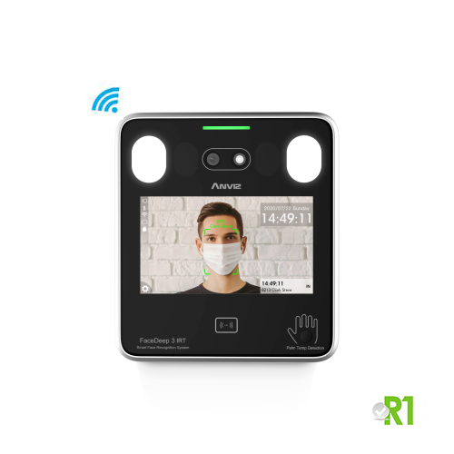 FACEDEEP 3 IRT: Body Temperature Thermoscanner (wrist, palm), Facial Recognition (up to 3m), Card, Wi-Fi. 